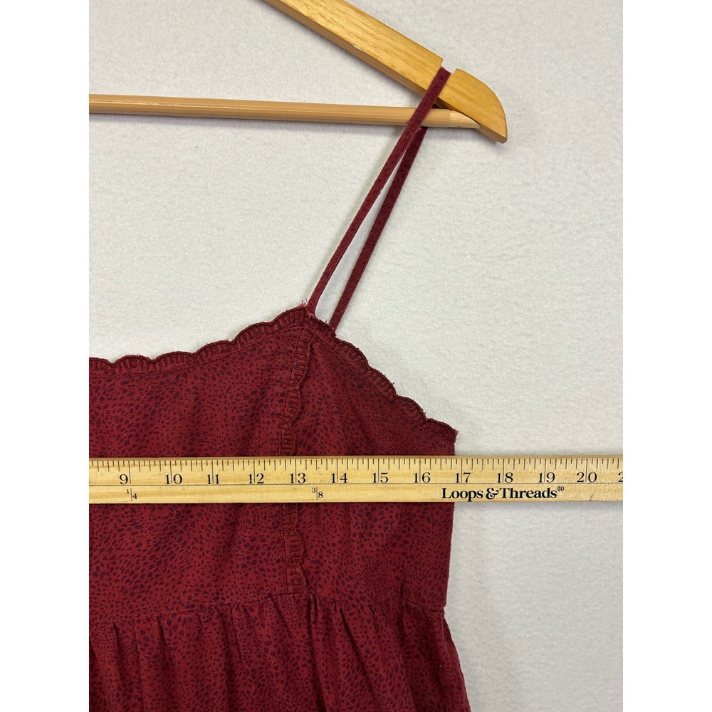 Boho Cottagecore Aeropostale Womens Medium Burgundy Tiered Babydoll Cotton Dress - Picture 5 of 9